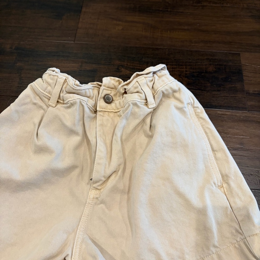 Zara Paperbag Waist Shorts Beige Khaki Size 2 - Picture 3 of 7